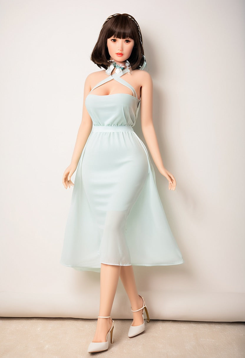 ToyFather Aria 146cm TPE Realistic Sex Doll – Dark Brown Bob Hair, Pink Fair Skin
