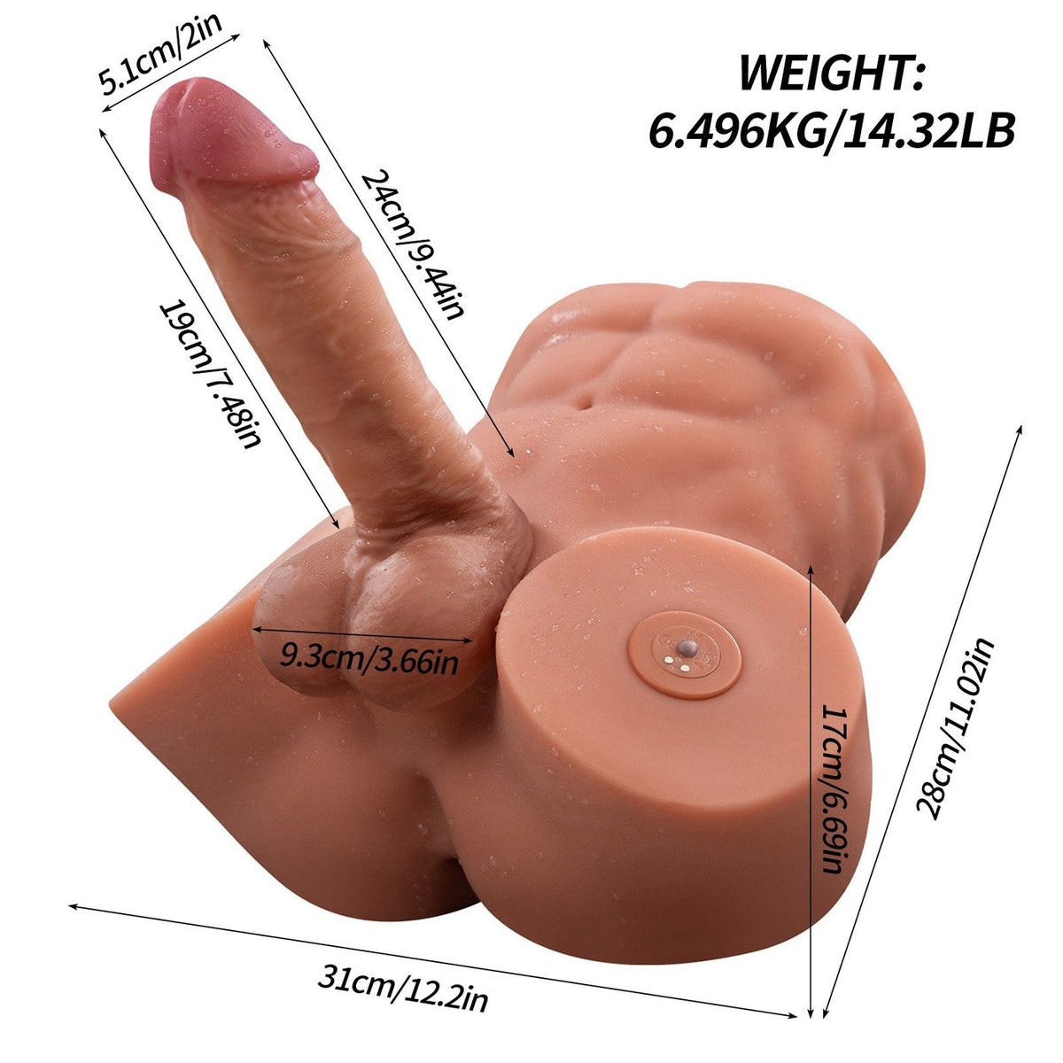 Gretel App-Controlled Male Torso with Detachable Shaft | ToyFather