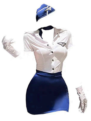 ToyFather Flight Attendant Outfit – Blue & White Doll Uniform