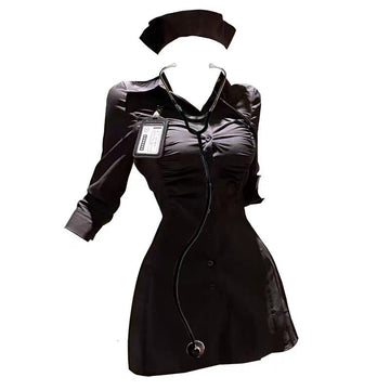 ToyFather Black Nurse Outfit – Sexy Doll Nurse Dress Set
