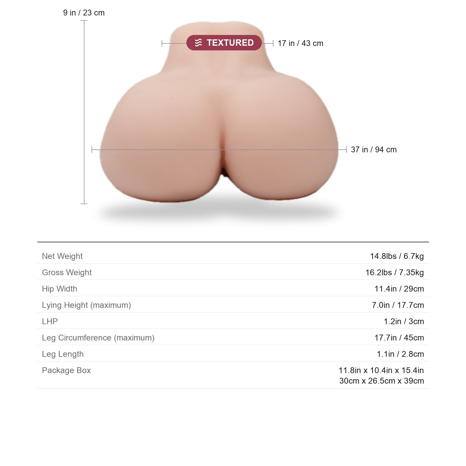 ToyFather Ruby: 14.8LB Textured Ass Sex Doll, Dual Channel TPE Male Masturbator